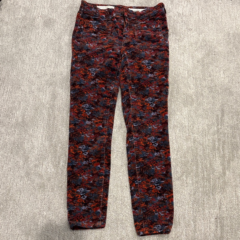 Anthropologie Pilcro and the Letterpress floral corduroy skinny jeans SZ 26